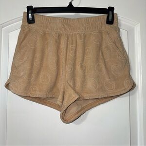 Offline By Aerie Tan Terry Cloth Smiley Shorts Women’s Size XS